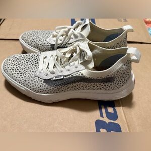 Vans Women's Speckled Cream and Black Sneakers